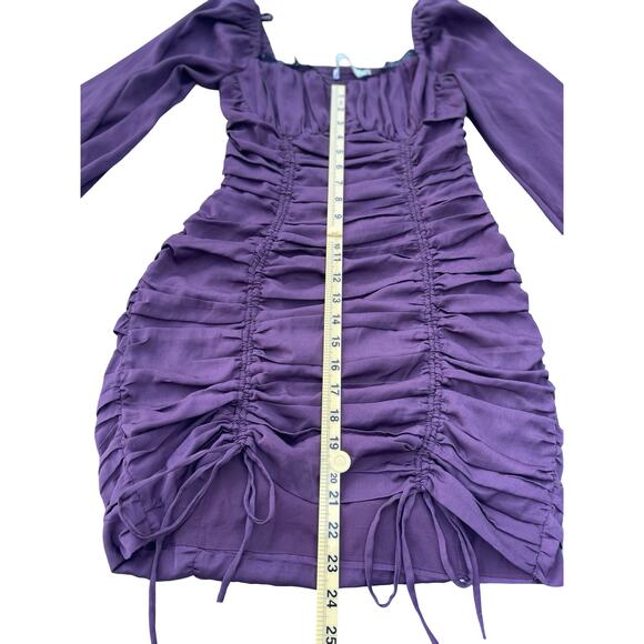 ASTR The Label Mardi Long Sleeve Ruched Mini Dress in Eggplant Purple - Small - Picture 11 of 15